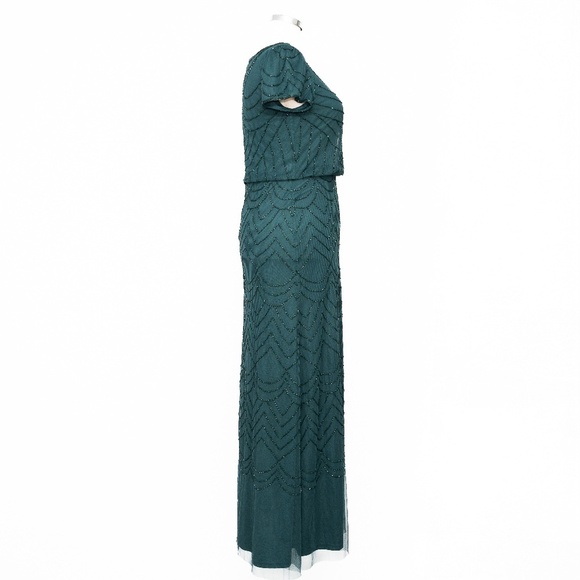 Adrianna Papell - Beaded Blouson Dolman-Sleeve Gown - Picture 4 of 12